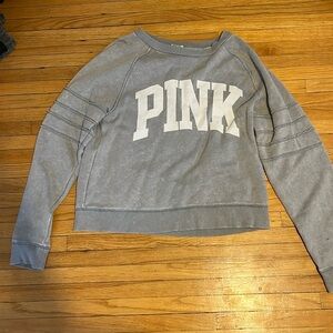 small gray pink pullover sweatshirt